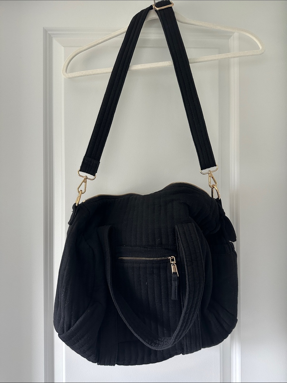 Black Women’s Quilted Mini Duffle Bag
